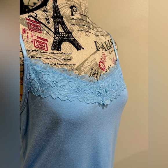 Light Blue Lace Trim Camisole - Picture 2 of 7